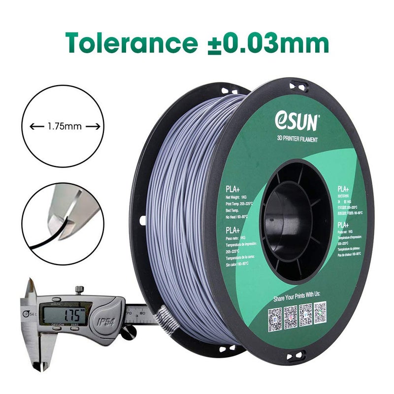 eSUN PLA PRO (PLA+) 3D Printer Filament, Dimensional Accuracy +/- 0.03 mm, 1kg, Plastic Spool, 1.75mm, Gray - Image 4